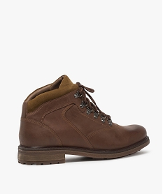 boots homme avec dessus cuir lisse et lacets montagne brun bottes et bootsA909501_4
