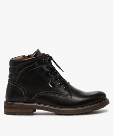 GEMO Boots homme zippés à lacets dessus cuir et col rembourré noir vif