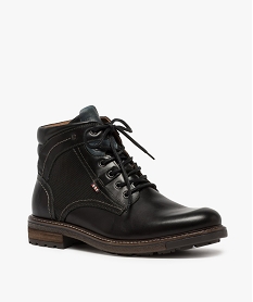 boots homme zippes a lacets dessus cuir et col rembourre noir bottes et bootsA909601_2