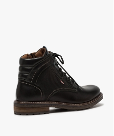 boots homme zippes a lacets dessus cuir et col rembourre noir bottes et bootsA909601_3