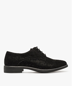 GEMO Derby femme en matière texturée avec trépointe fantaisie noir standard