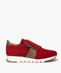 GEMO Tennis femme zippées dessus et intérieur cuir rouge standard