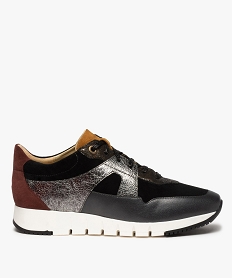 GEMO Tennis femme à lacets dessus cuir multicolore noir standard