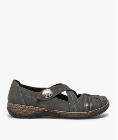 GEMO Ballerines femme casual à brides croisées marron fonce