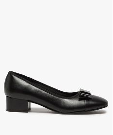 GEMO Ballerines femme confort avec petit talon et nœud verni noir standard