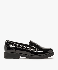 GEMO Mocassins femme vernis avec clous métalliques noir standard