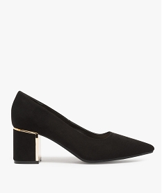GEMO Escarpins femme bout pointu et talon large à détail brillant noir standard