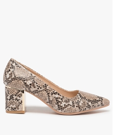 GEMO Escarpins femme bout pointu et talon large à détail brillant et motif animalier marron standard