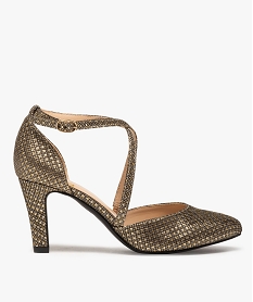 GEMO Escarpins femme à brides croisées et bout pointu dore