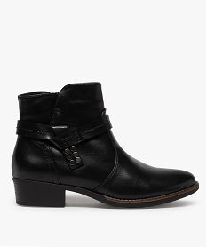 GEMO Boots femme unies à petit talon carré fermeture zip noir standard