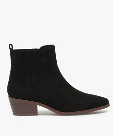 GEMO Boots femme à talon tige élastiquée en suédine unie noir standard