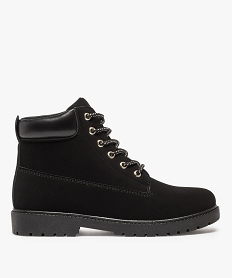 GEMO Boots femme à lacets col rembourré et semelle crantée noir standard