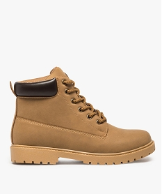 GEMO Boots femme à lacets col rembourré et semelle crantée jaune standard