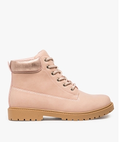 GEMO Boots femme à lacets col rembourré et semelle crantée rose standard