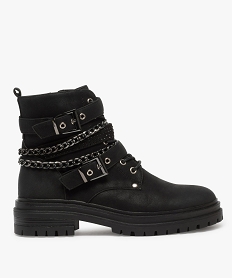 GEMO Boots femme à semelle crantée et brides multiples noir standard