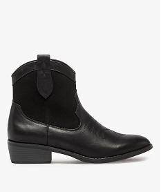 GEMO Boots femme unis à talon avec surpiqûres ton sur ton noir standard