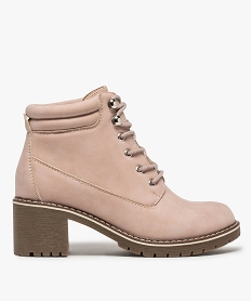 GEMO Bottines femme à talon col rembourré et semelle crantée Rose