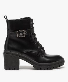 GEMO Bottines femme zippées à talon carré et semelle crantée noir standard