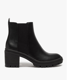 GEMO Boots femme unis à talon carré et semelle crantée noir standard