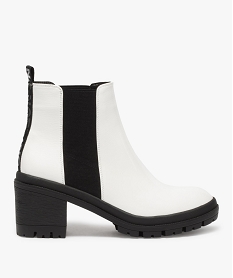 GEMO Boots femme unis à talon carré et semelle crantée blanc standard