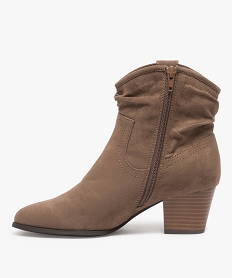 boots femme a talon en suedine unie avec effet drape brun bottines et bootsA922001_3