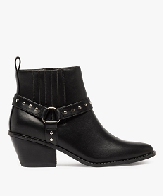 GEMO Boots femme style santiags à brides ornées de clous noir standard
