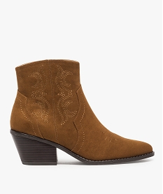 GEMO Boots femme à talon unis style santiags marron standard