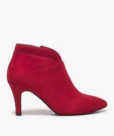 GEMO Low-boots femme suédés à talon recouvert et bout amande rouge standard