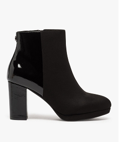 GEMO Boots femme zippés à talon vernis et suédine noir standard