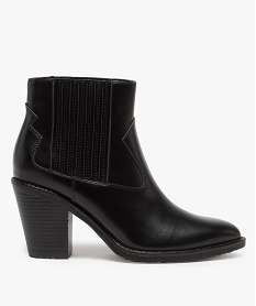 boots femme style santiag a col elastique et bout pointu noirA923701_1