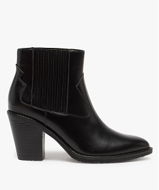 GEMO Boots femme style santiag à col élastiqué et bout pointu noir standard