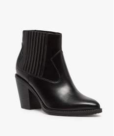 boots femme style santiag a col elastique et bout pointu noirA923701_2