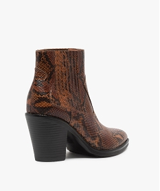 boots femme style santiag a col elastique et bout pointu brun bottines et bootsA923801_4