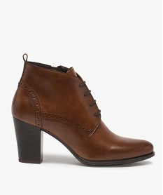 GEMO Low-boots femme lacés à talon style derbies marron standard