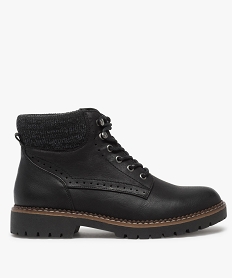GEMO Boots femme à lacets col rembourré et motifs perforés noir standard