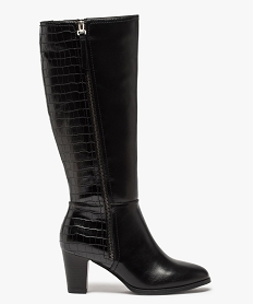 bottes femme bi-matieres avec zip decoratif sur la tige noirA926001_1