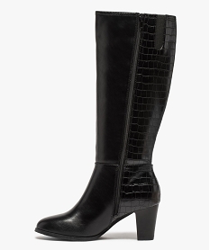 bottes femme bi-matieres avec zip decoratif sur la tige noirA926001_3
