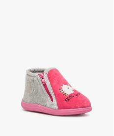 chaussons bebe fille zippes avec licorne brodee - mieux grisA928001_2