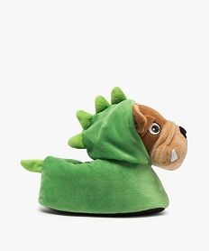 GEMO Chaussons garçon peluches bouledogue déguisé en dino Vert