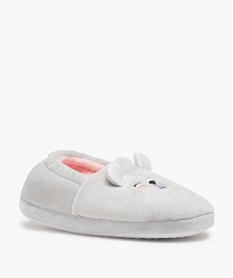 chaussons fille en velours a tete dours brodee grisA932201_2