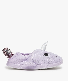 chaussons fille forme poisson avec queue en sequins reversibles violetA932501_1