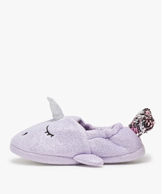 chaussons fille forme poisson avec queue en sequins reversibles violetA932501_3