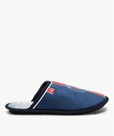 GEMO Chaussons homme mules plates en velours - PSG Foot Bleu