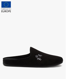 chaussons homme en forme de slippers unis avec broderie noirA934701_1