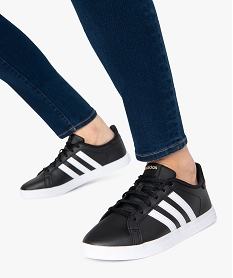 GEMO Baskets femme bicolores à lacets – Adidas Courtpoint noir standard