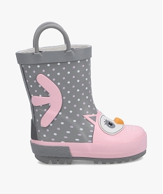 GEMO Bottes de pluie bébé fille à anses motif chouette en relief Gris