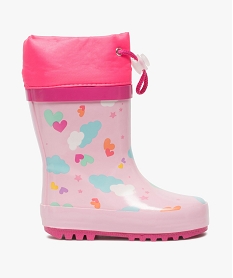 GEMO Bottes de pluie bébé fille imprimées à col étanche Rose