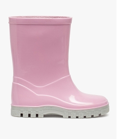 GEMO Bottes de pluie fille unies à semelle crantée contrastante Rose