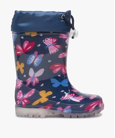 GEMO Bottes de pluie fille avec motifs papillon et col ajustable Bleu