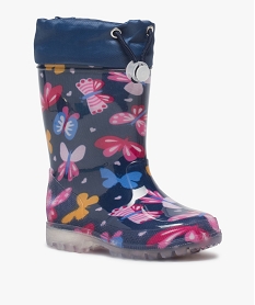 bottes de pluie fille avec motifs papillon et col ajustable bleu bottes de pluiesA951001_2